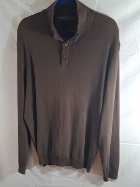 Perry Ellis Brown Turtleneck Henley Sweater